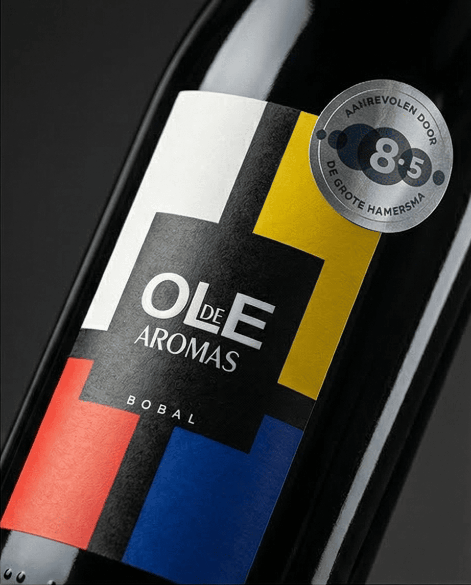 Etiket Ole de Aromas met 8,5 punten de Grote Hamersma.