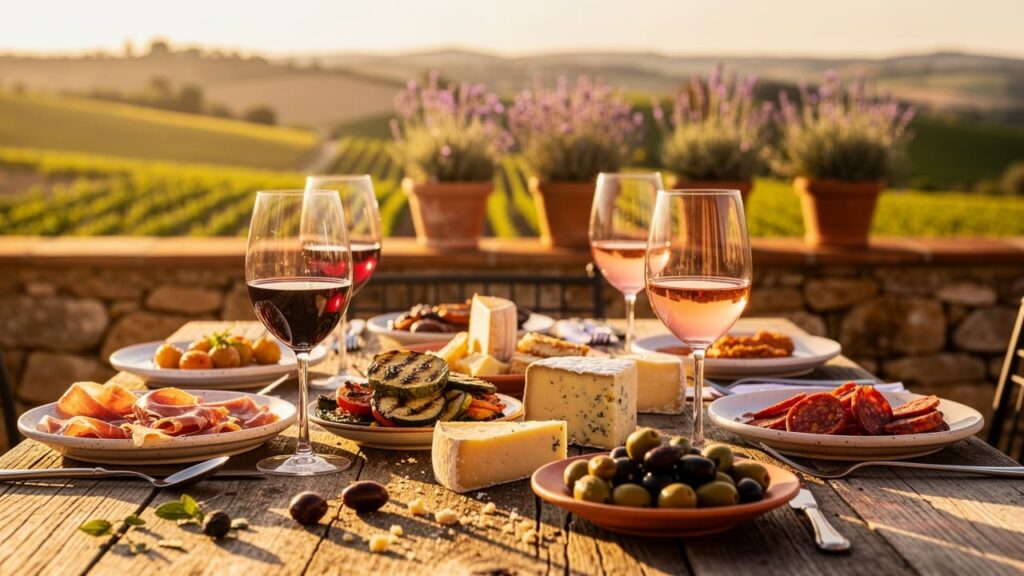 Spaanse tapas tafel Manchuela wijn combinaties. Spaanse tapas tafel Manchuela wijn combinaties.